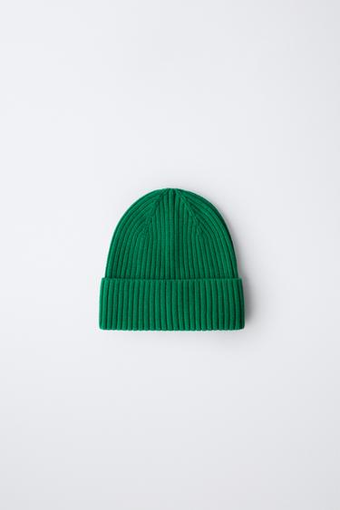 PLAIN KNIT BEANIE - Green by Zara