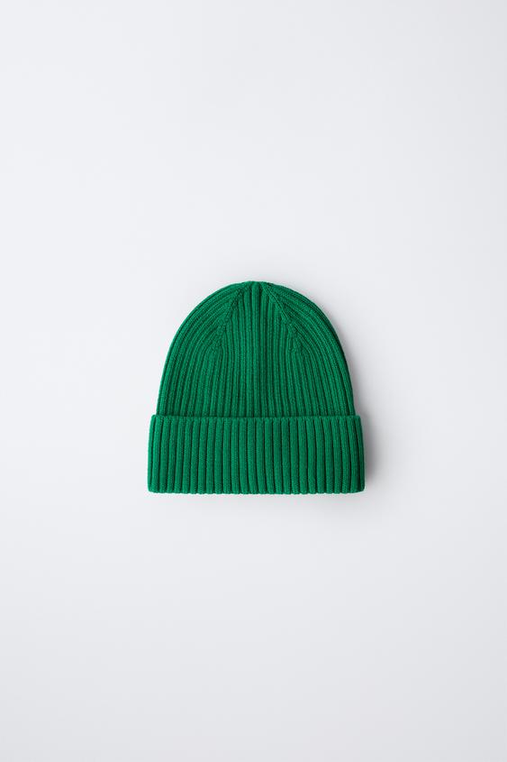 BONNET EN MAILLE UNIE - Vert de Zara - Image 0