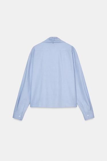 CHEMISE AVEC NŒUD ZW COLLECTION - Bleu de Zara - Image 7