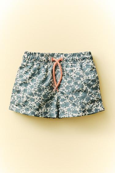 MAILLOT DE BAIN PLAGE ENFANT FLEURS TROPICALES - Écru / Vert de Zara - Image 5