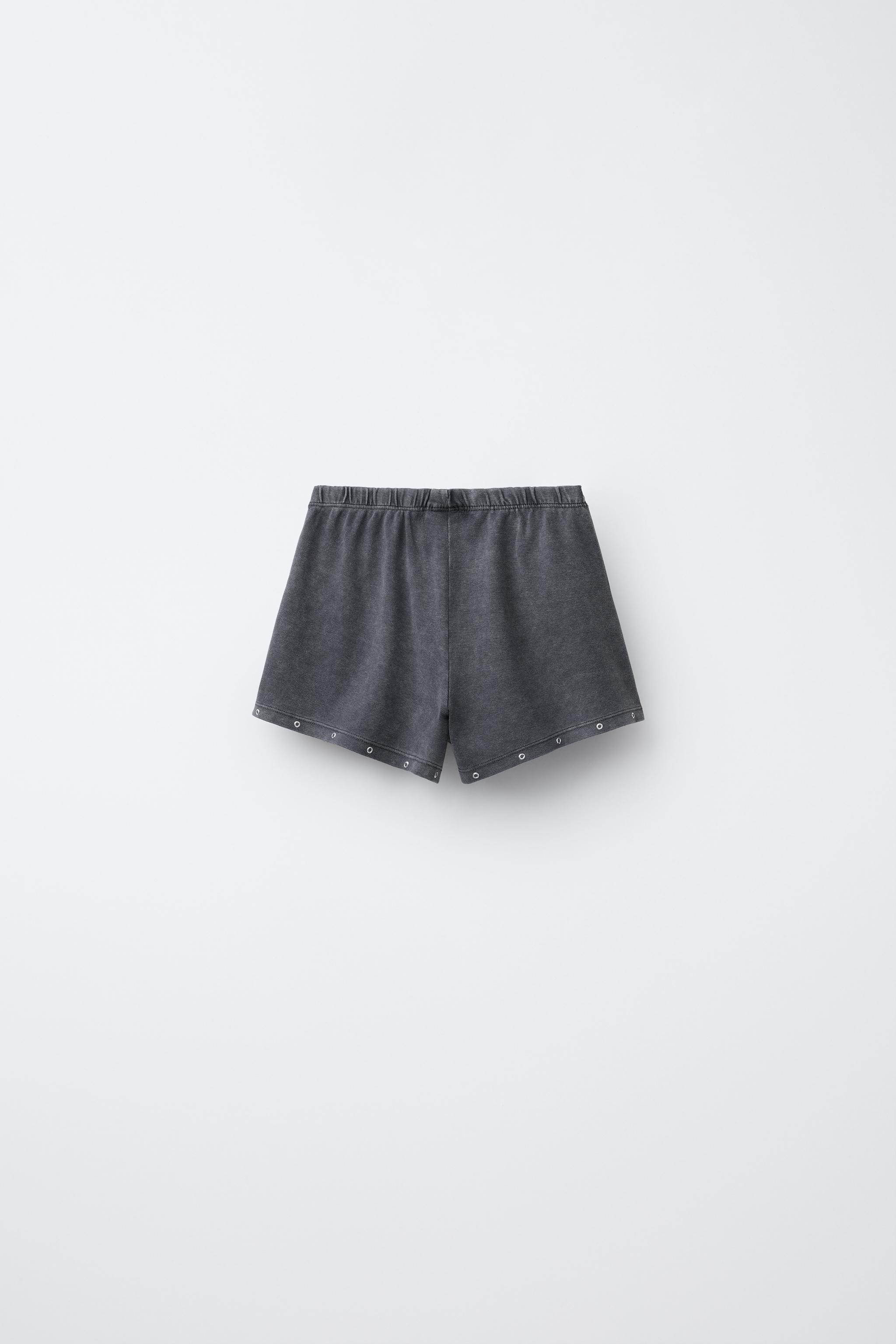 WASHED EFFECT STUDDED BERMUDA SHORTS - Anthracite grey
