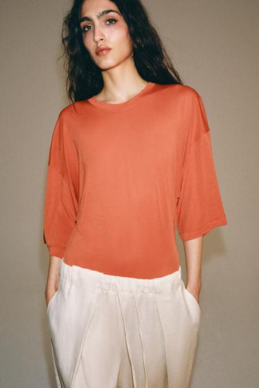 SHORT SLEEVE BODYSUIT - Burnt orange by Zara