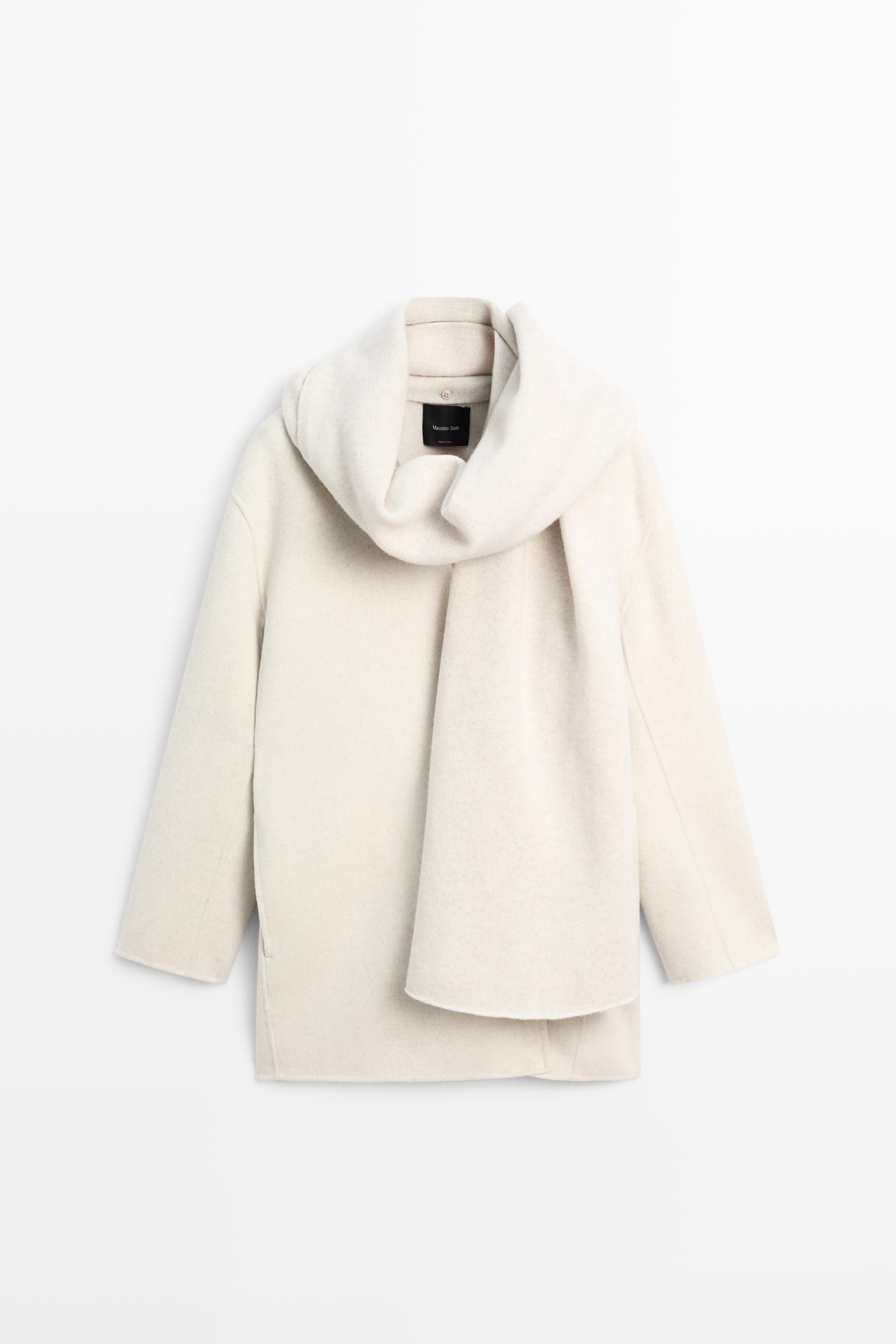 Wool-blend coat with scarf detail