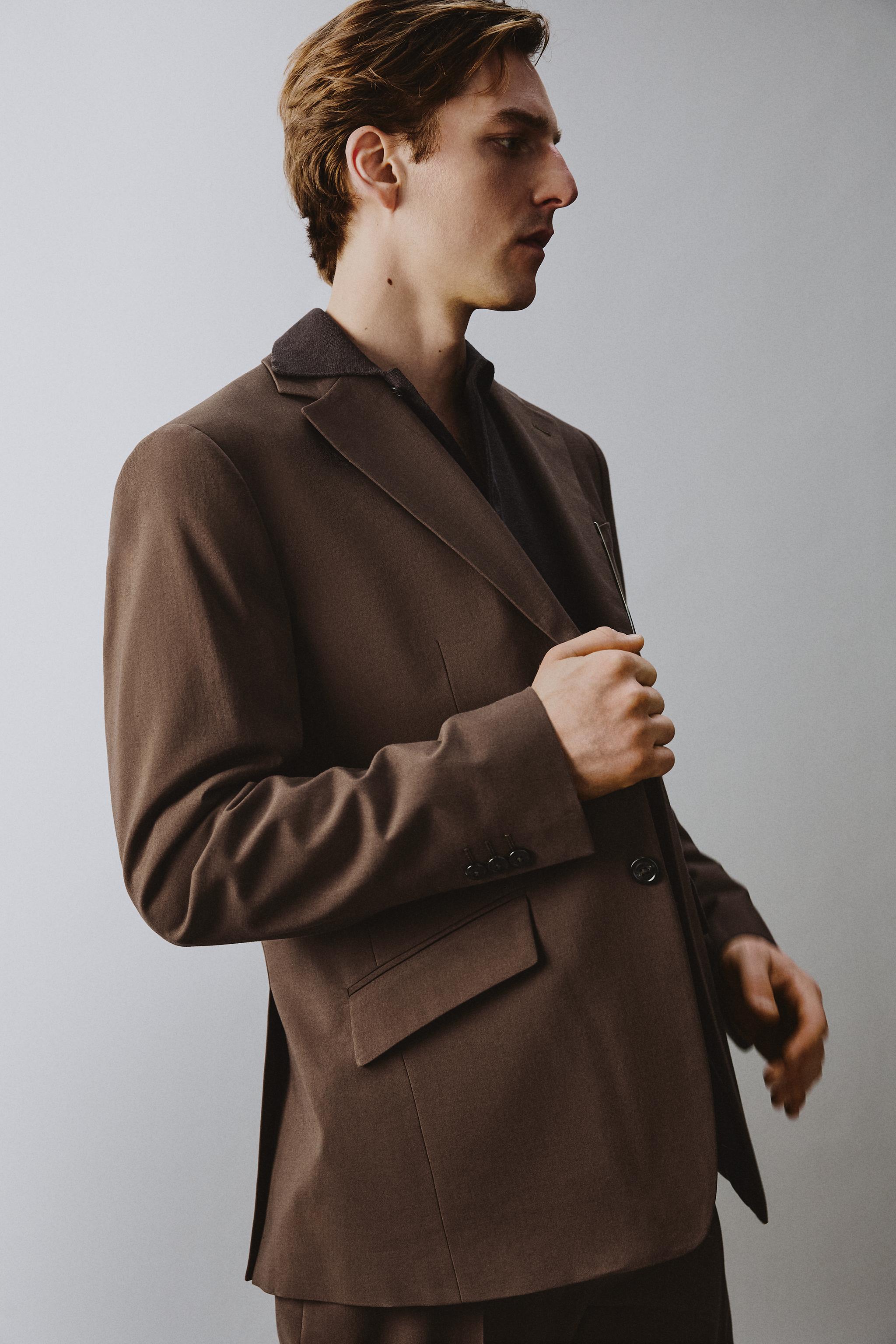 レギュラーフィット スーツブレザー - ブラウン | ZARA Japan / 日本