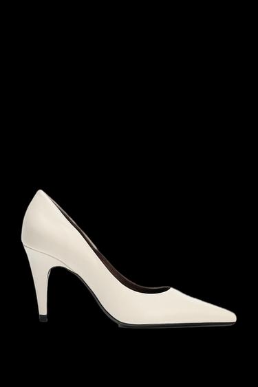 LEATHER HIGH-HEEL SHOES - Ecru White by Zara