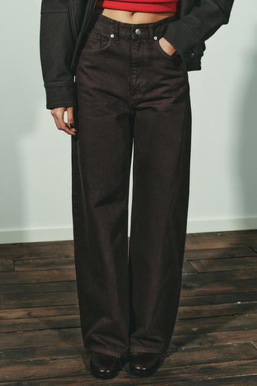 TRF EXTRA WIDE-LEG HIGH-WAIST JEANS - Brown by Zara