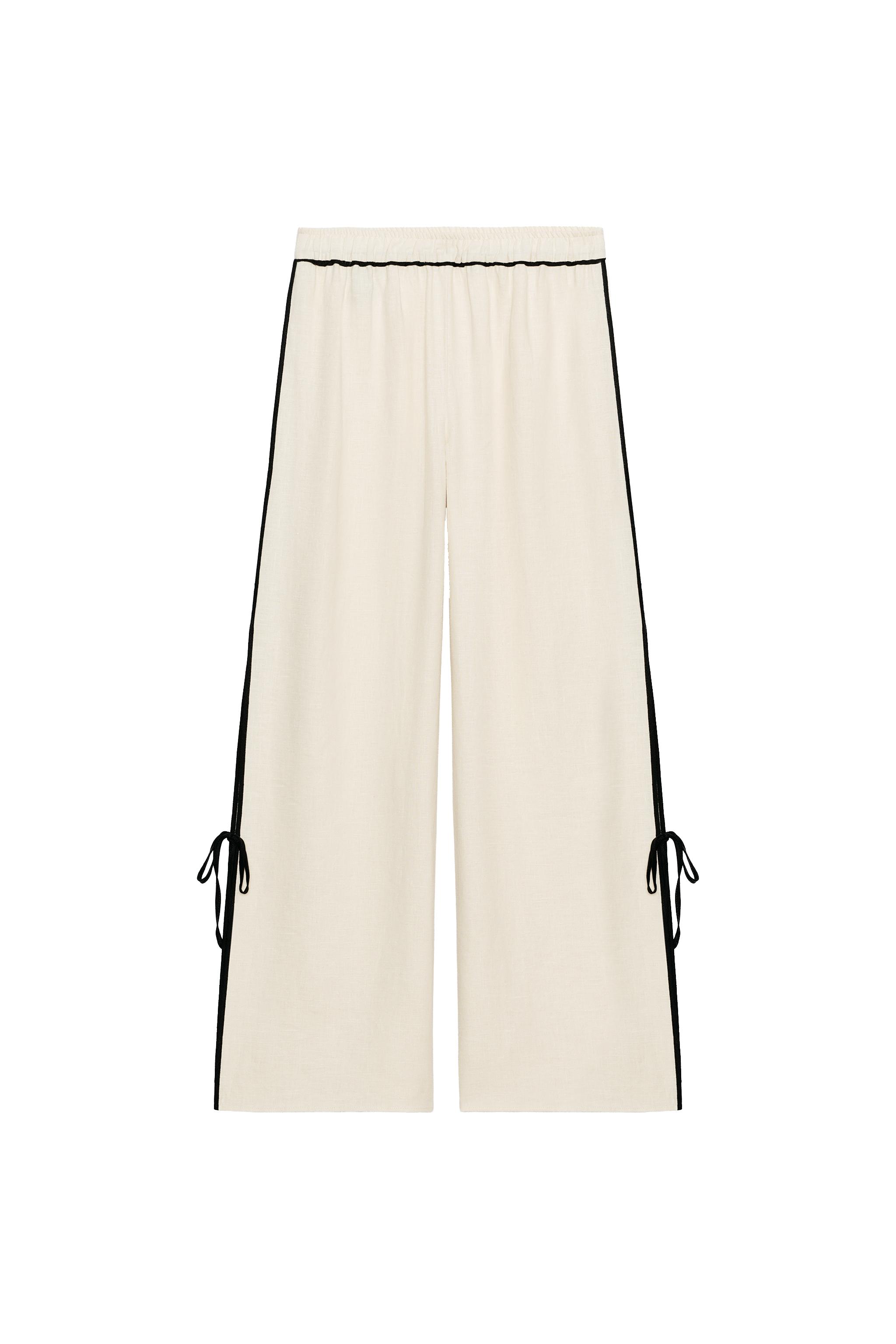 100% LINEN PIPING TROUSERS ZW COLLECTION - Beige | ZARA Canada