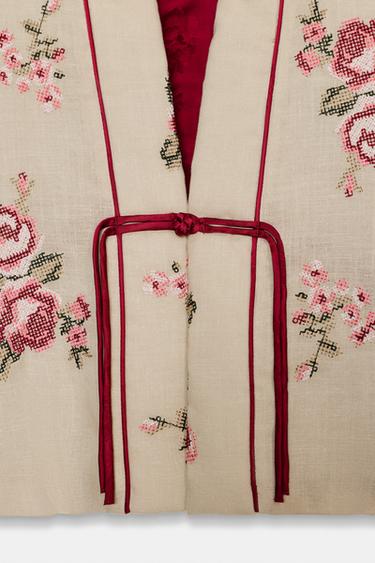 VESTE REMBOURRÉE BRODERIES FLEURS - Beige de Zara - Image 5