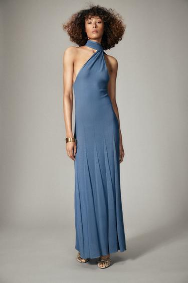 VESTIDO PUNTO GODETS - Azul medio de Zara