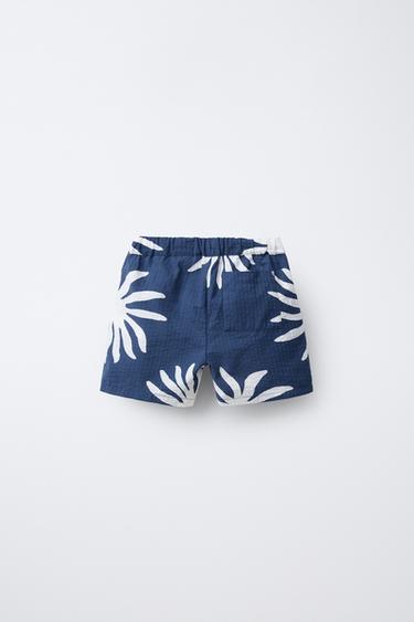 SUN PRINT BERMUDA SHORTS - Ecru / Blue by Zara - Image 1