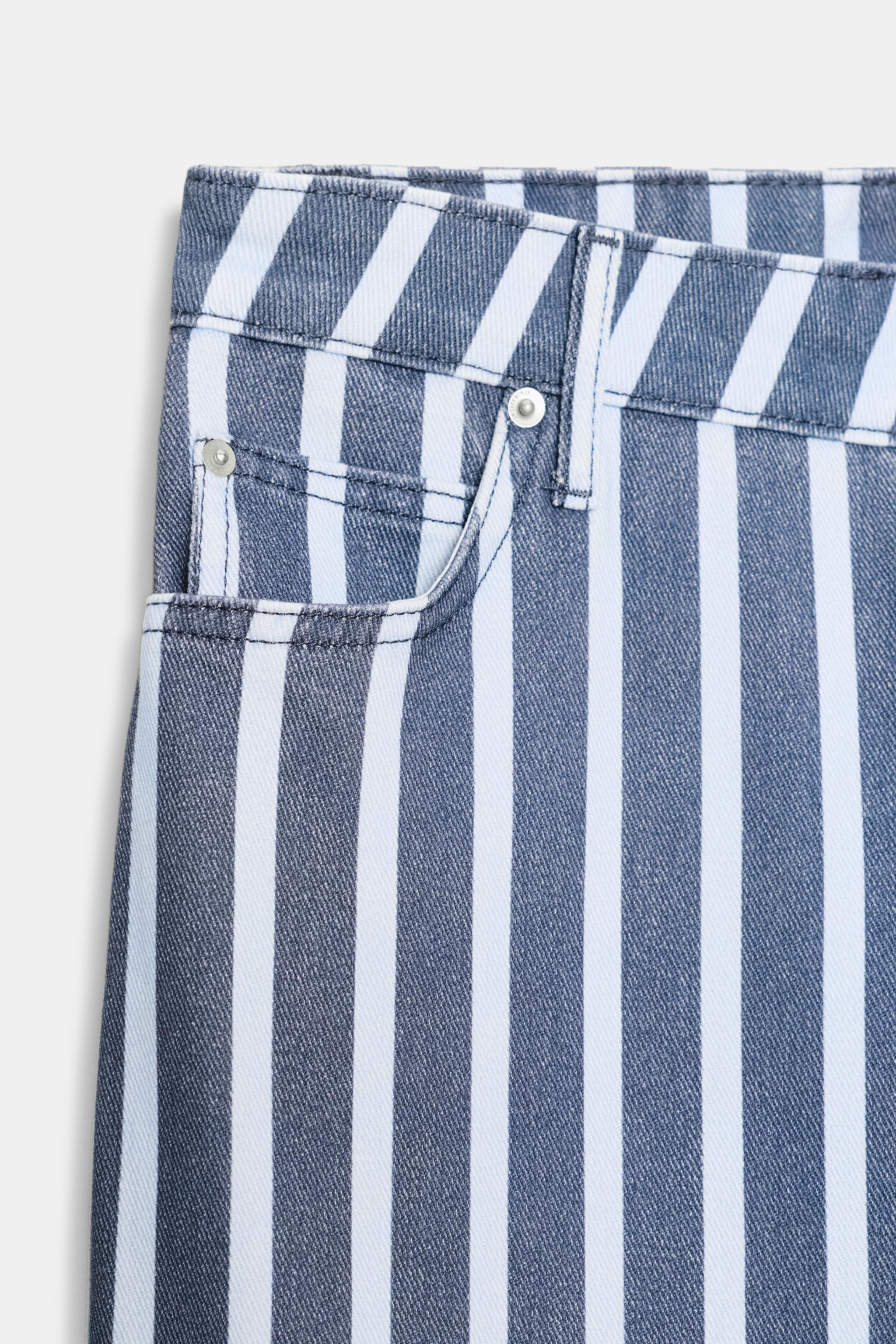 ZW COLLECTION MID-RISE STRIPED LOOSE FIT JEANS