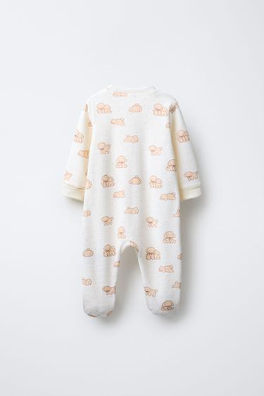 VELVET DOG PRINT SLEEPSUIT - camel by Zara - Image 1