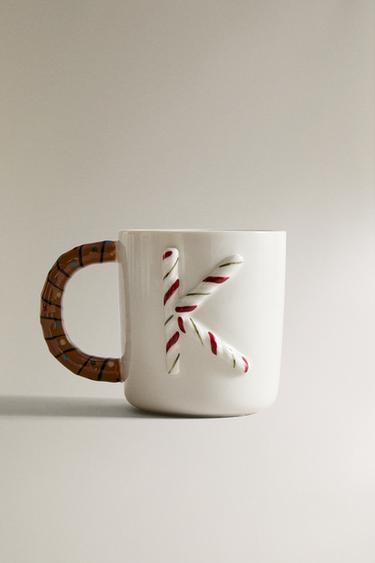 CHILDREN'S CHRISTMAS LETTER "K" STONEWARE MUG - متعدد الألوان الخاص بـ Zara