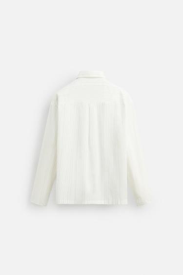 CHEMISE STRUCTURÉE À RAYURES - Blanc de Zara - Image 8