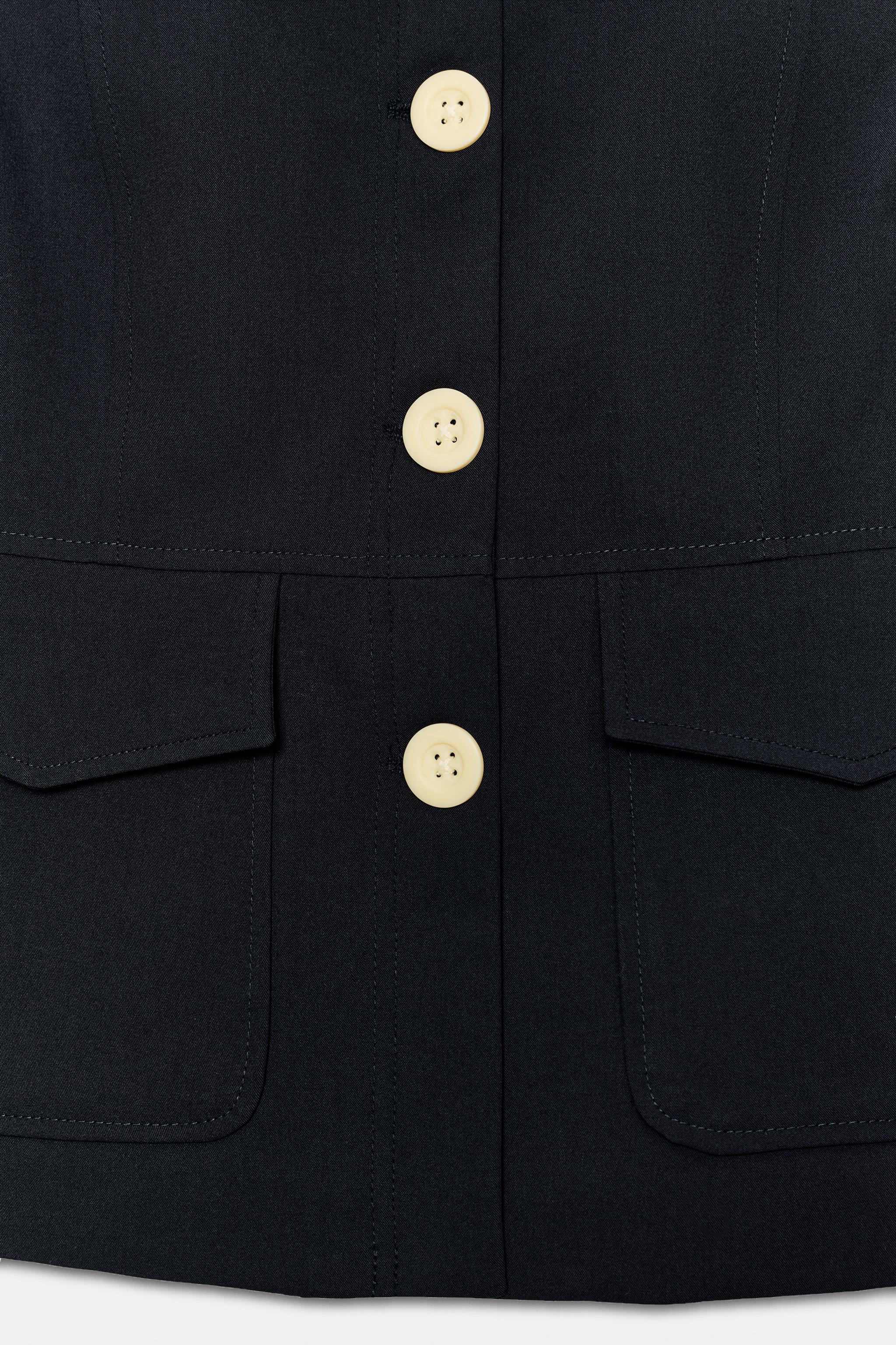Женские пиджаки Zara CONTRAST BUTTON POCKET BLAZER — фото 8