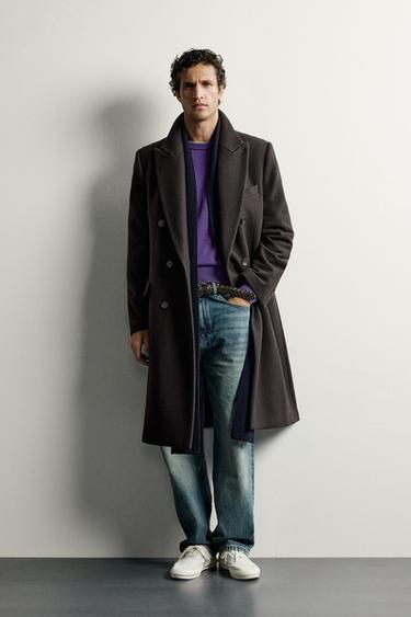 WOOL-BLEND DOUBLE-BREASTED COAT — Chocolate 1