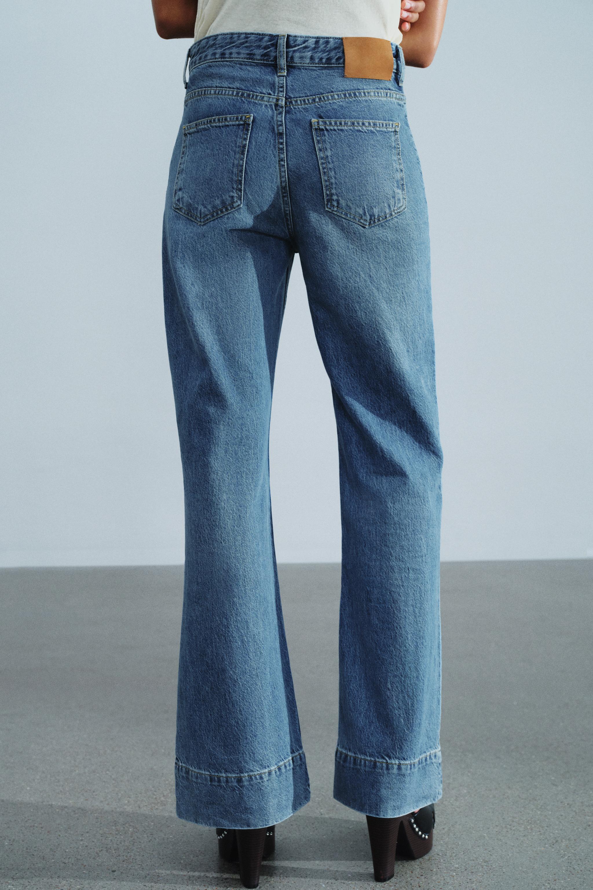 Zara ZW COLLECTION ÇAN PAÇA YÜKSEK BEL YAMA CEPLİ JEAN görsel 3