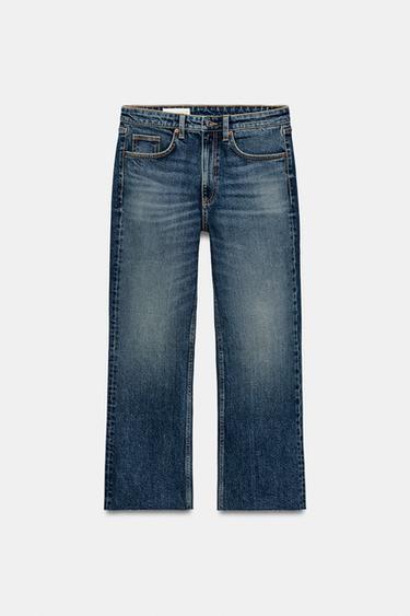Zara TRF HIGH WAIST CROPPED FLARE JEANS - Navy blue - Image 0