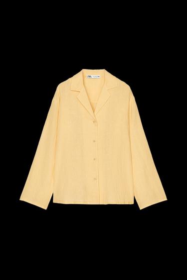 Zara 100% LINEN SHIRT ZW COLLECTION - Pastel yellow - Image 0