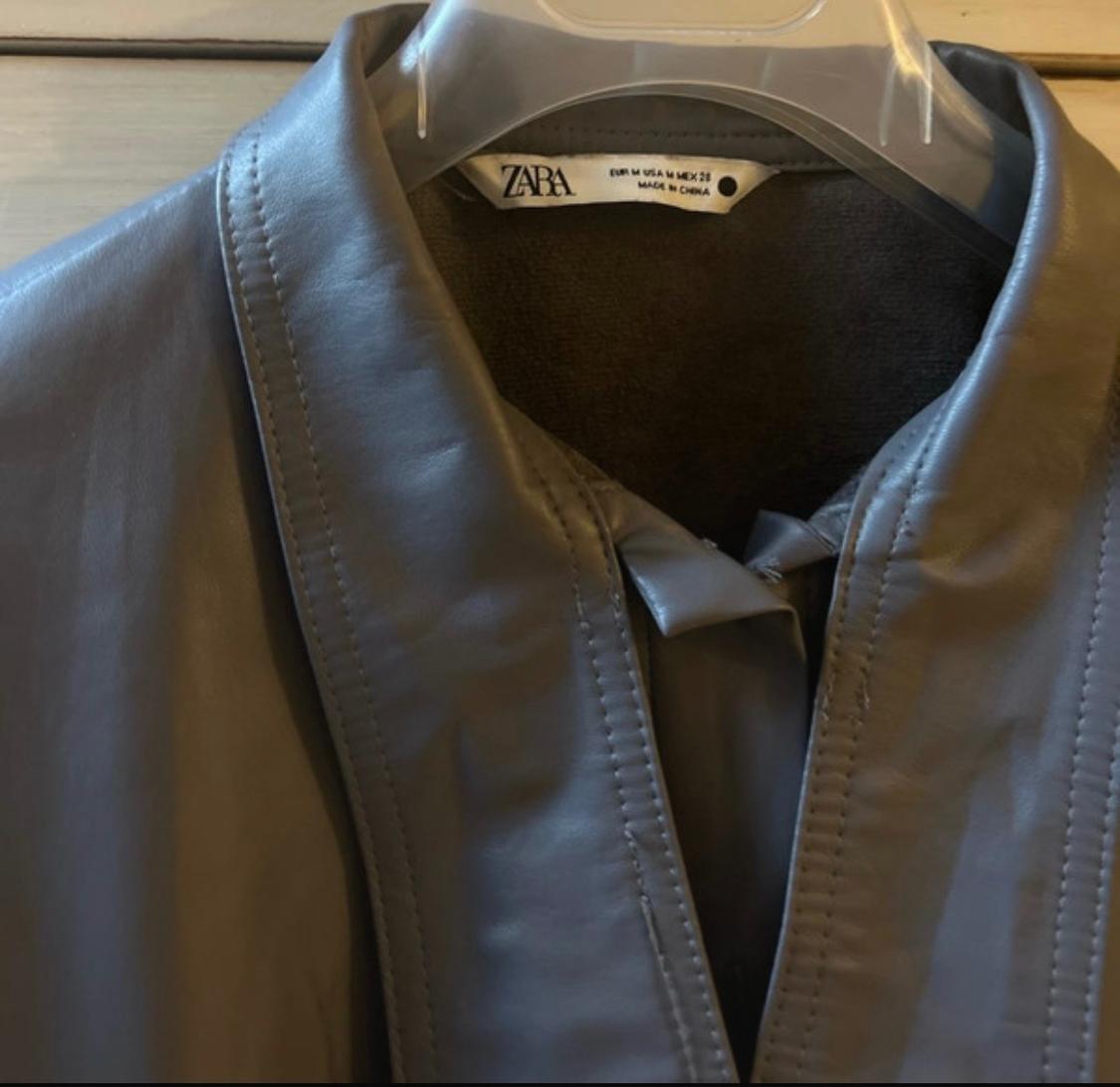 FAUX LEATHER SHIRT WITH BOW - Image 4