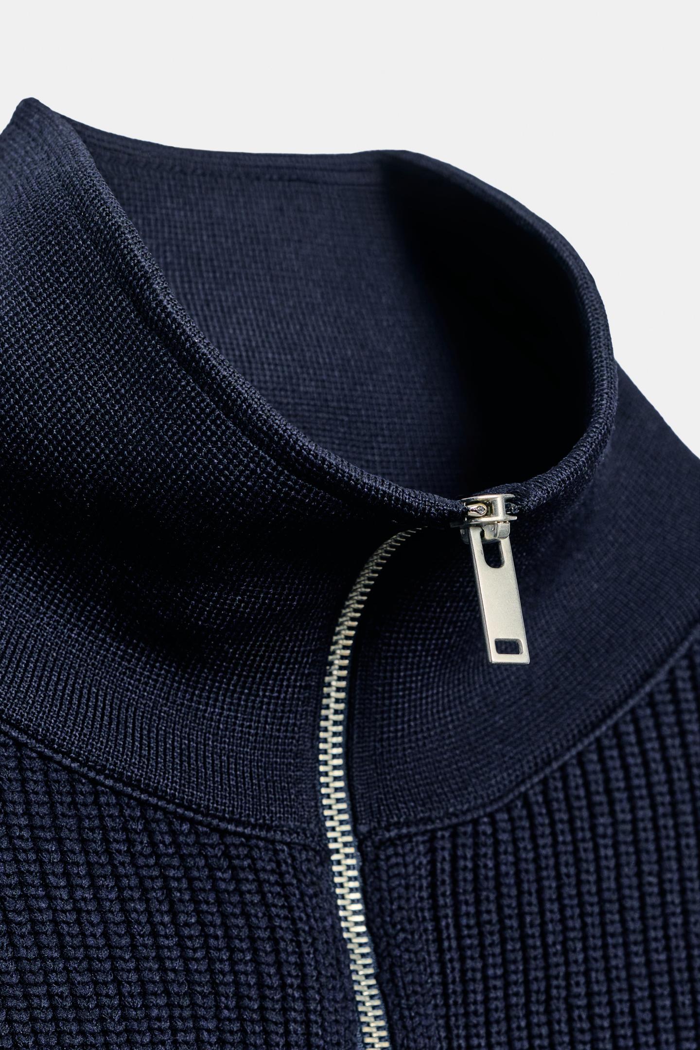 Женский кардиган Zara ZIP, цвет: Тёмно-синий — фото 9