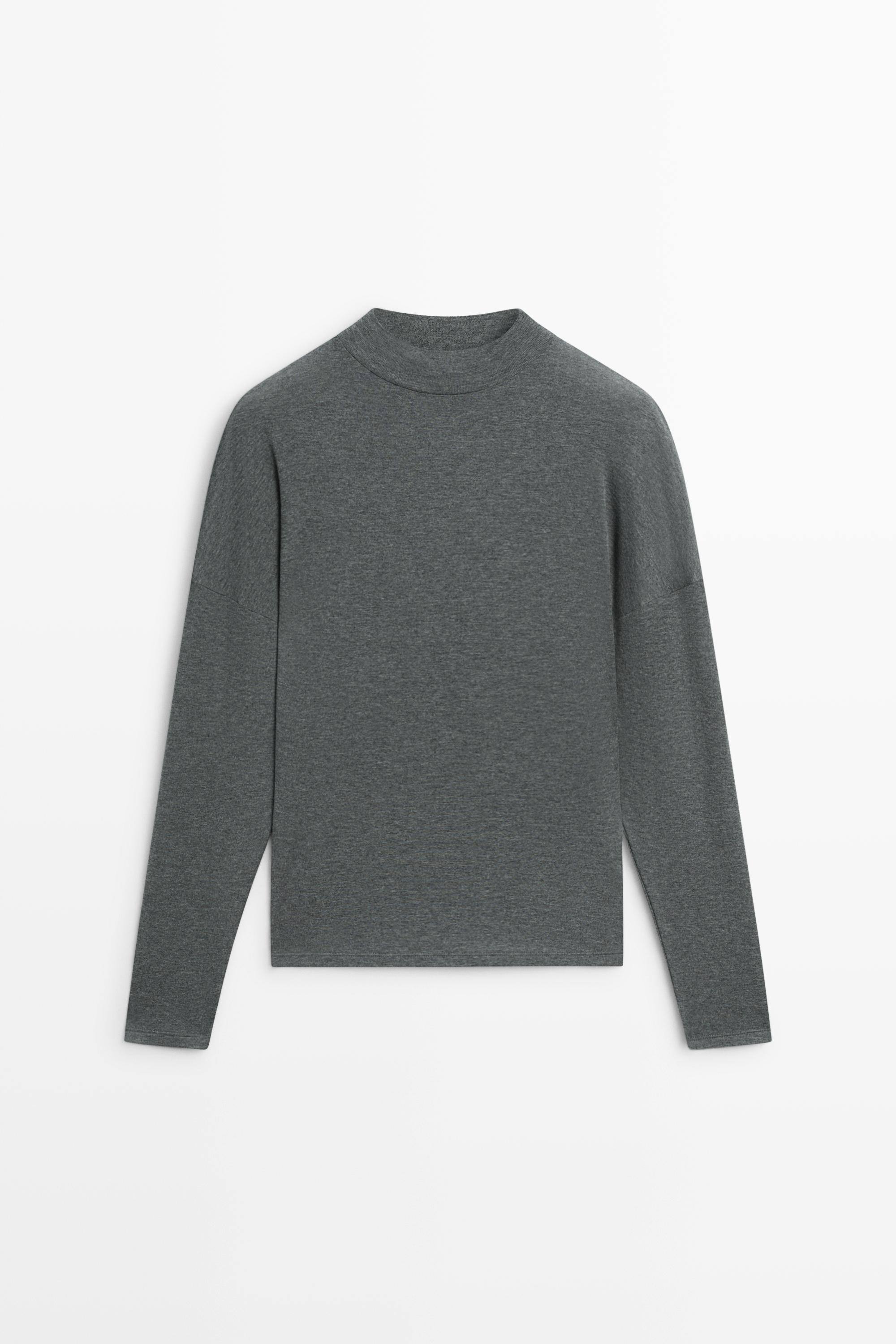 Funnel neck knit T-shirt
