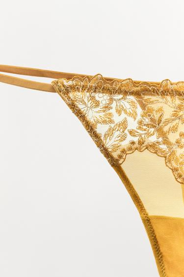 MESH THONG WITH LACE TRIM - Yellow by Zara - Image 6