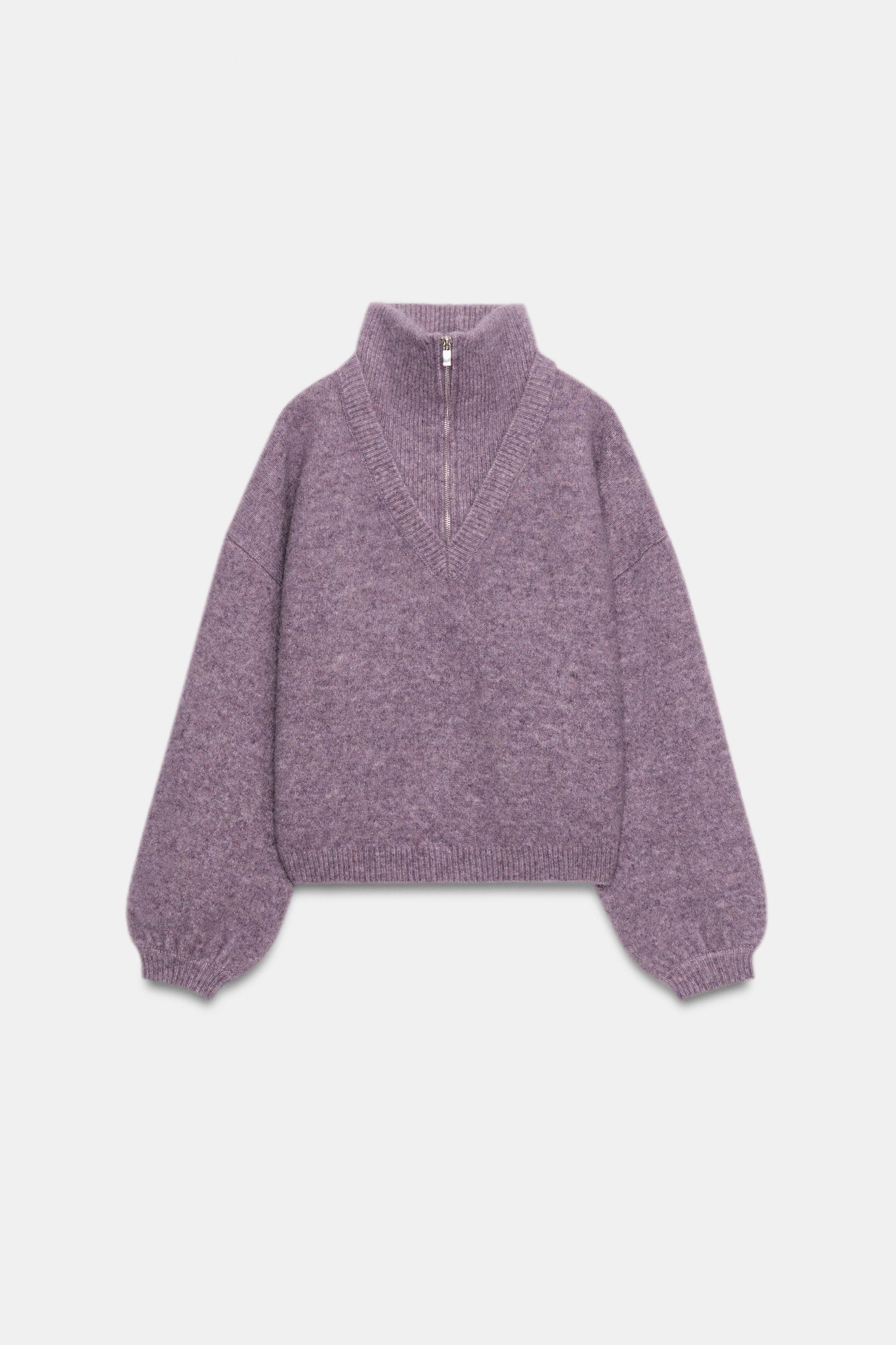 SUÉTER DE TRICÔ COM ZÍPER - Malva-claro | ZARA Brasil