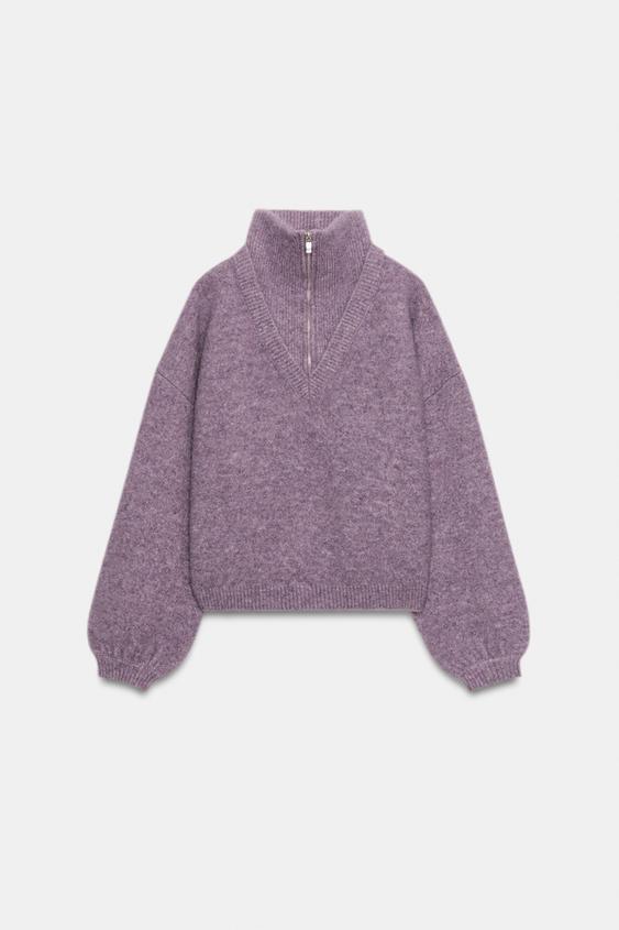 ZIP-UP KNIT JUMPER - Light mauve by Zara - Image 0