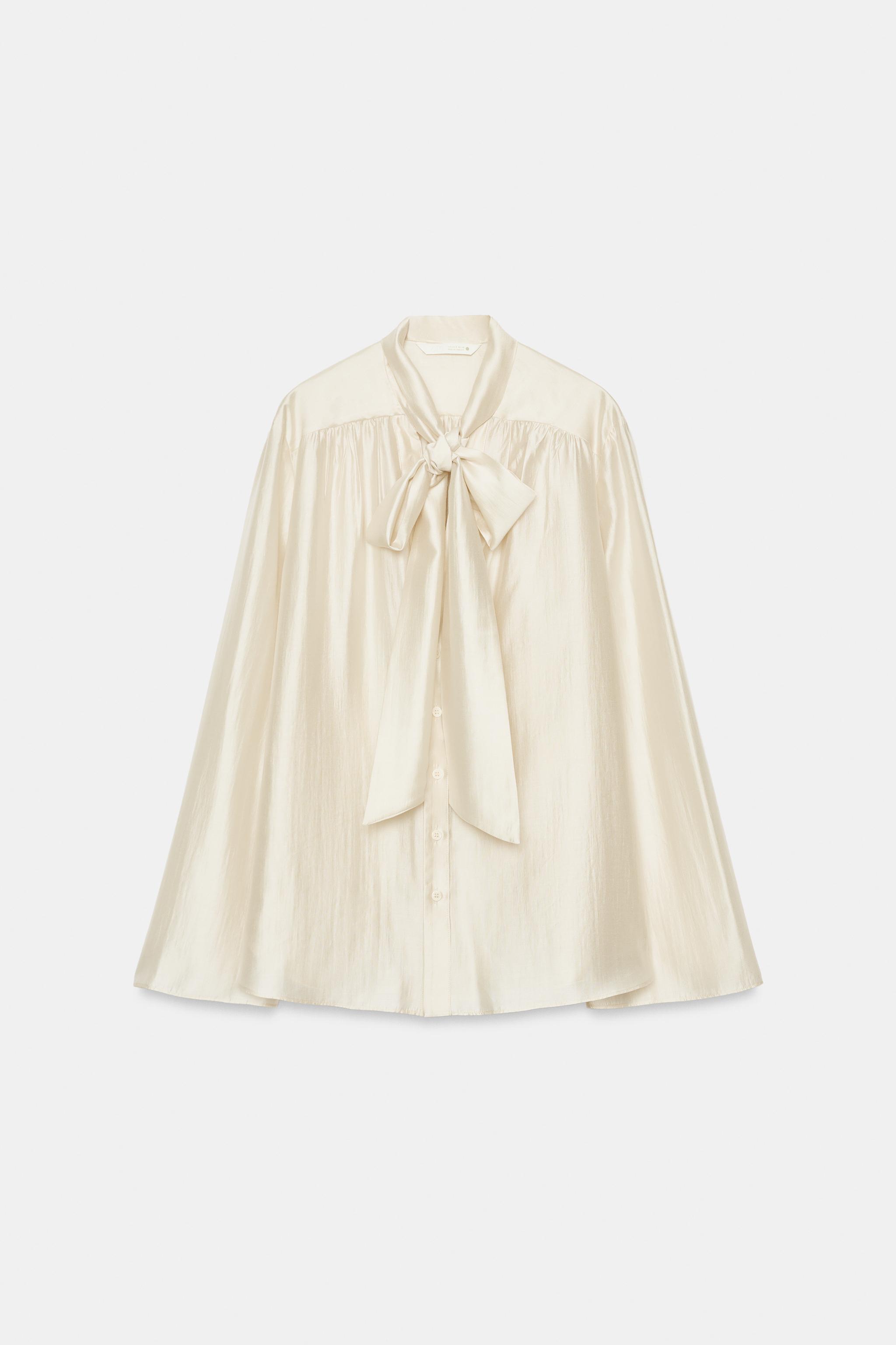 Zara ZW COLLECTION FULAR DETAYLI GÖMLEK görsel 8