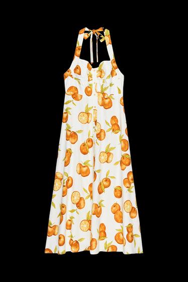 KLEID MIT LEINEN-PRINT - Orange von Zara - Bild 0