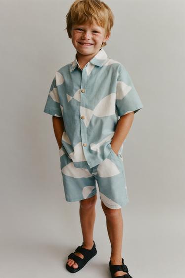 CAMISA ESTAMPADA PECES - Azul de Zara