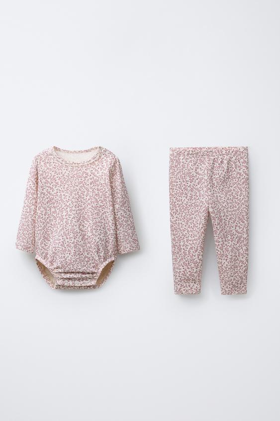 CONJUNTO BODY Y LEGGING FLORES - Rosa tiza de Zara - Imagen 0