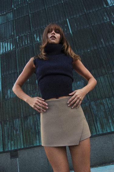 FALDA PANTALÓN ASIMÉTRICA - Gris topo de Zara