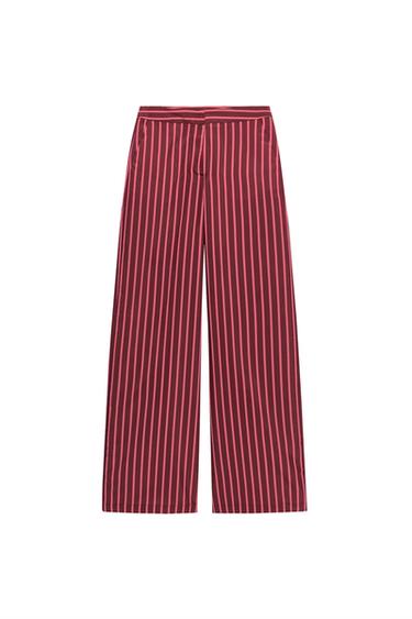 سروال واسع مخطط - قرمزي الخاص بـ Zara