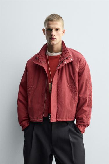 WAXED FINISH QUILTED JACKET - Red by Zara