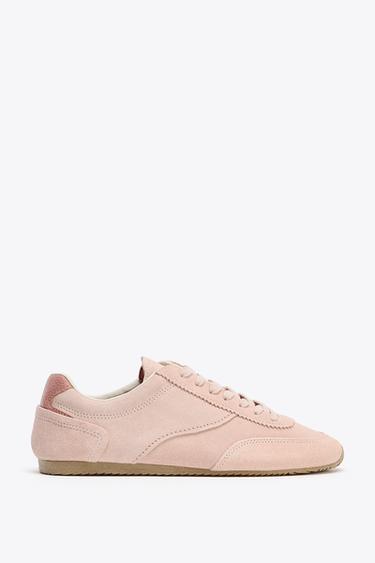LEDER-SNEAKER MIT KONTRASTDETAILS - Rosa von Zara