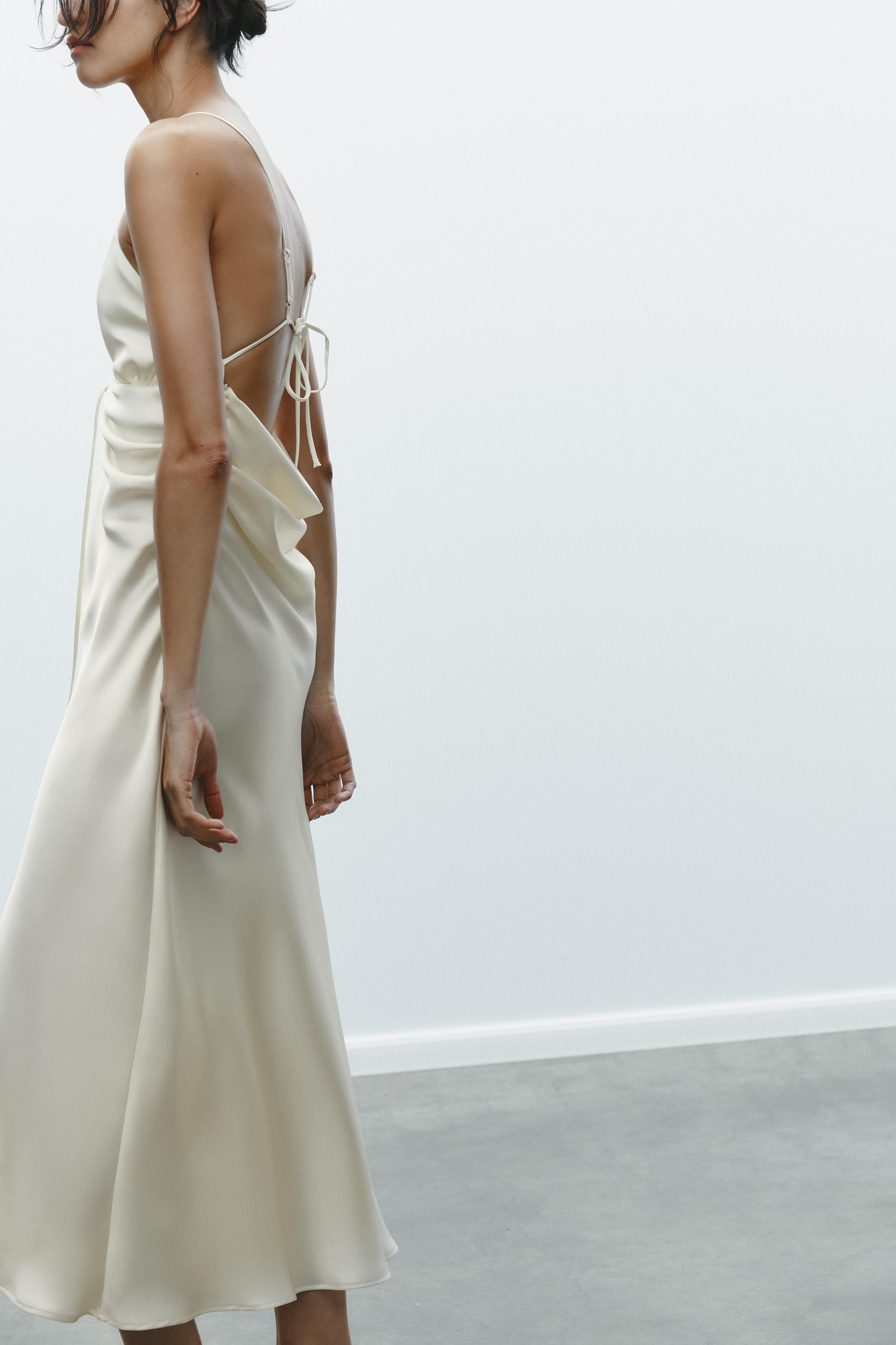 SATIN EFFECT CUT OUT DRESS - Oyster-white | ZARA United States