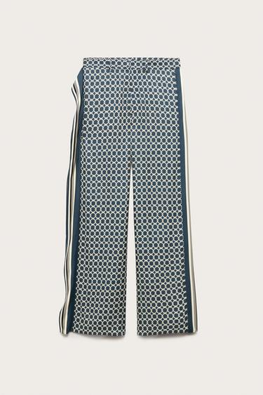 LIMITED EDITION FLOWING TROUSERS WITH SIDE STRIPES - Printed by Zara