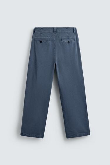PANTALON CHINO STRAIGHT FIT DÉLAVÉ - Bleu de Zara - Image 7