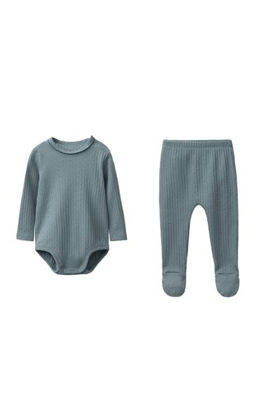 RIBBED BODYSUIT AND LEGGINGS PACK — Petrol blue 1