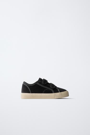 CORDUROY FAUX SHEARLING SNEAKERS - Black by Zara