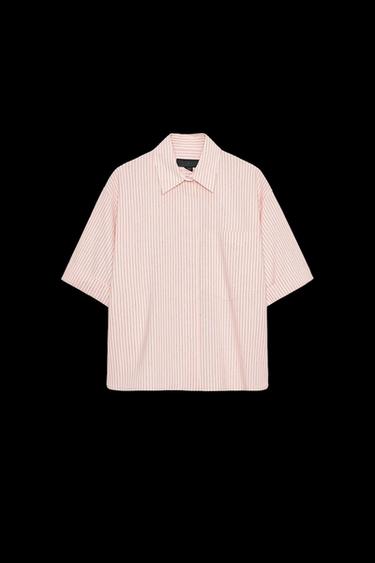 CAMISA POPELÍN BOLSILLO - Melocotón de Zara - Imagen 0