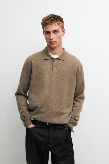 Zara Wool blend knit polo sweater - 548