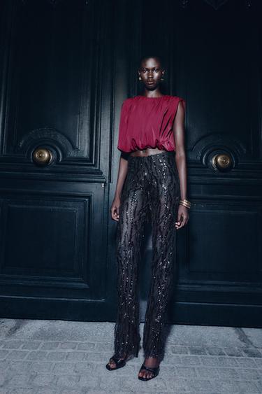 ДРАПОВАНИЙ ТОП-БАЛОН - Бордовий Zara