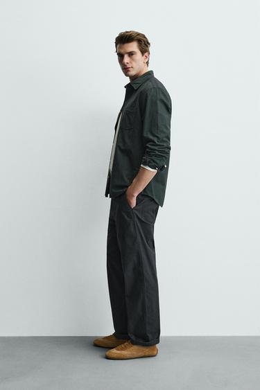 REGULAR FIT OXFORD SHIRT - Bottle green by Zara - Image 3