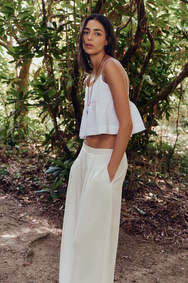 POPLIN PEPLUM TOP - White by Zara - Image 3