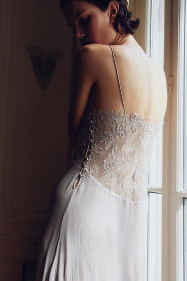 LONG 100% VISCOSE LACE DRESS - Grey by Zara - Image 2