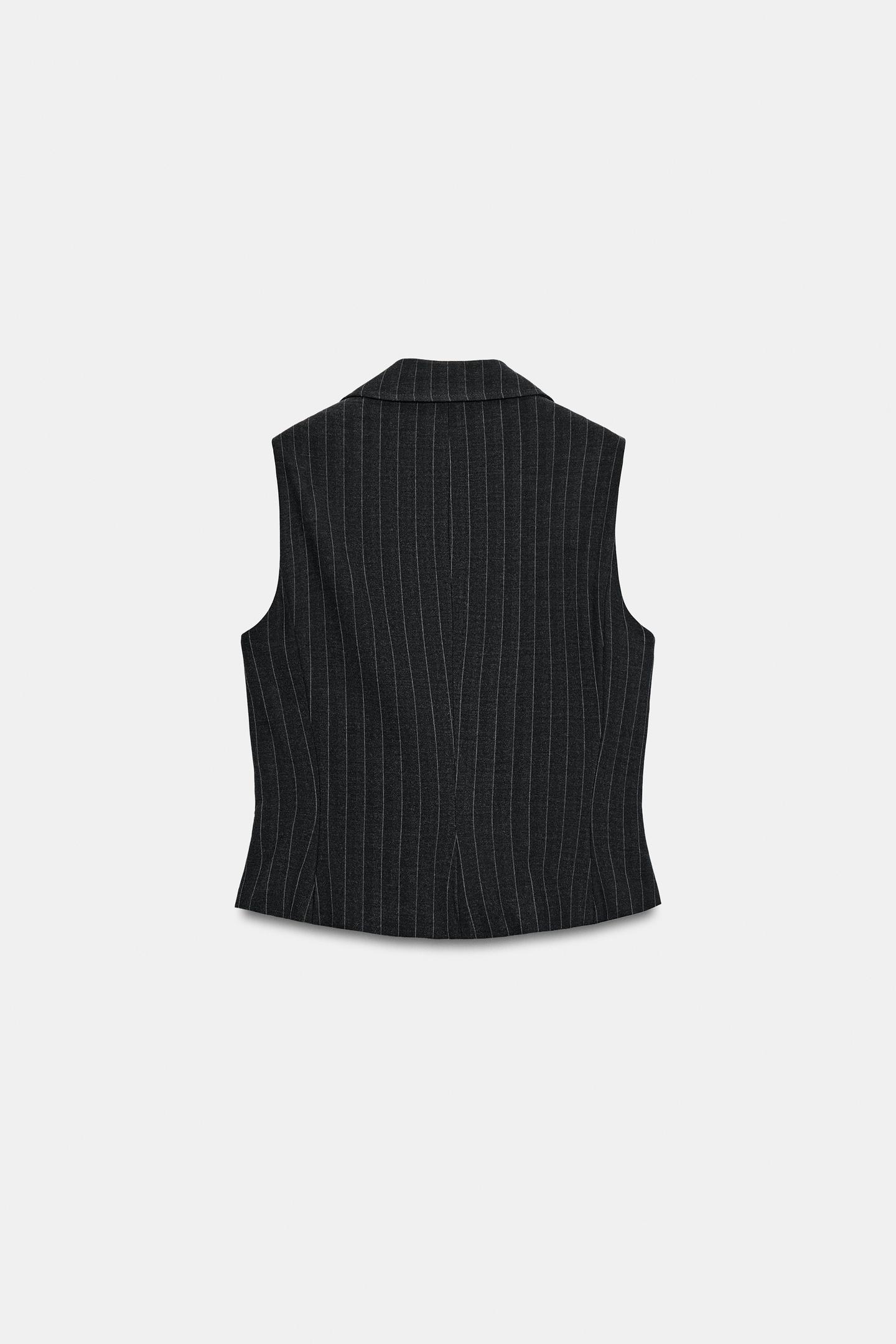 Женский жилет Zara Pinstripe Vest, цвет: Тёмный серый — фото 7