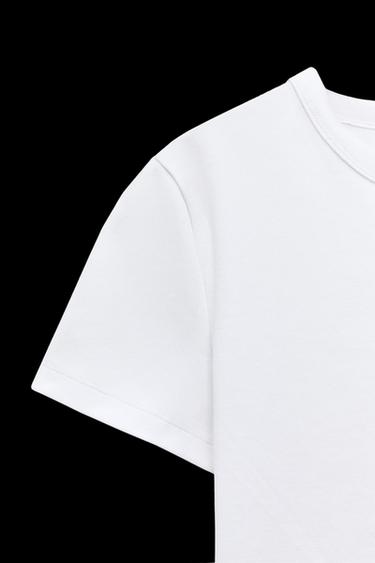 INTERLOCK-T-SHIRT MIT KURZEN ÄRMELN - Weiß von Zara